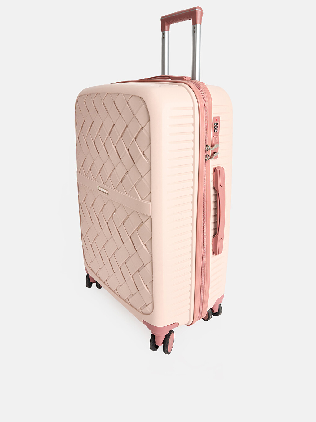 Pembe Kilit Detaylı Büyük Boy Valiz, 25 Kg Taşıma Kapasitesi Ve 360° Dönebilen Tekerlekleri İle Öne Çıkan Hafif Bir Modeldir.
ürün Ebat:29x76x29 Cm'dir-1
