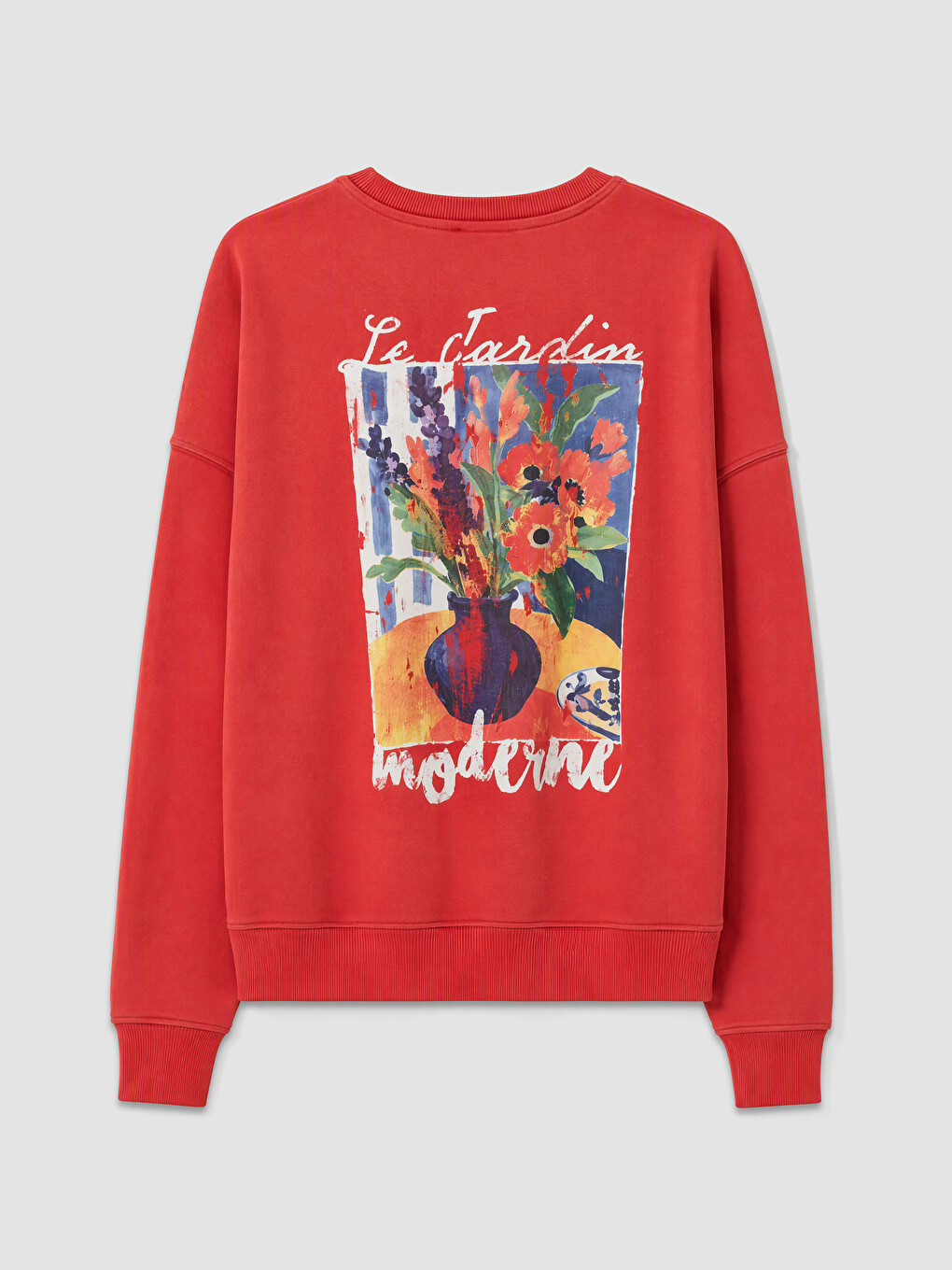 Kırmızı Baskılı Oversize Kadın Sweatshirt-1