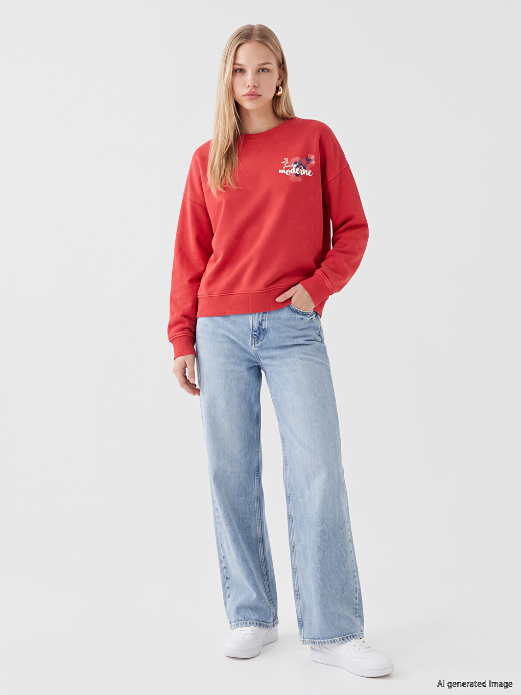 Bluzë Sportive Oversize E Stampuar Për Gra-1