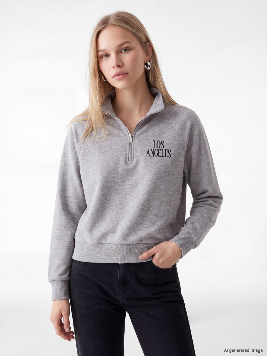 LCW Vision Mock Neck Printed Women's Sweatshirt - W6IM25Z8-CT3