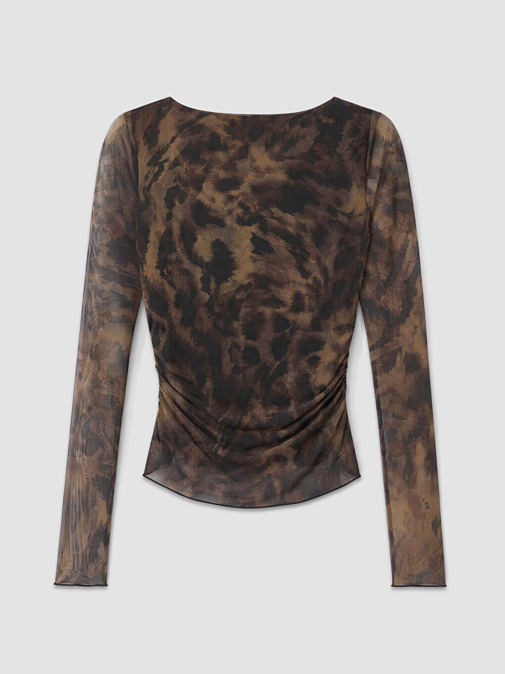 Bluză Cu Guler Tip Slash Cu Imprimeu Leopard Cu Fronseuri-1