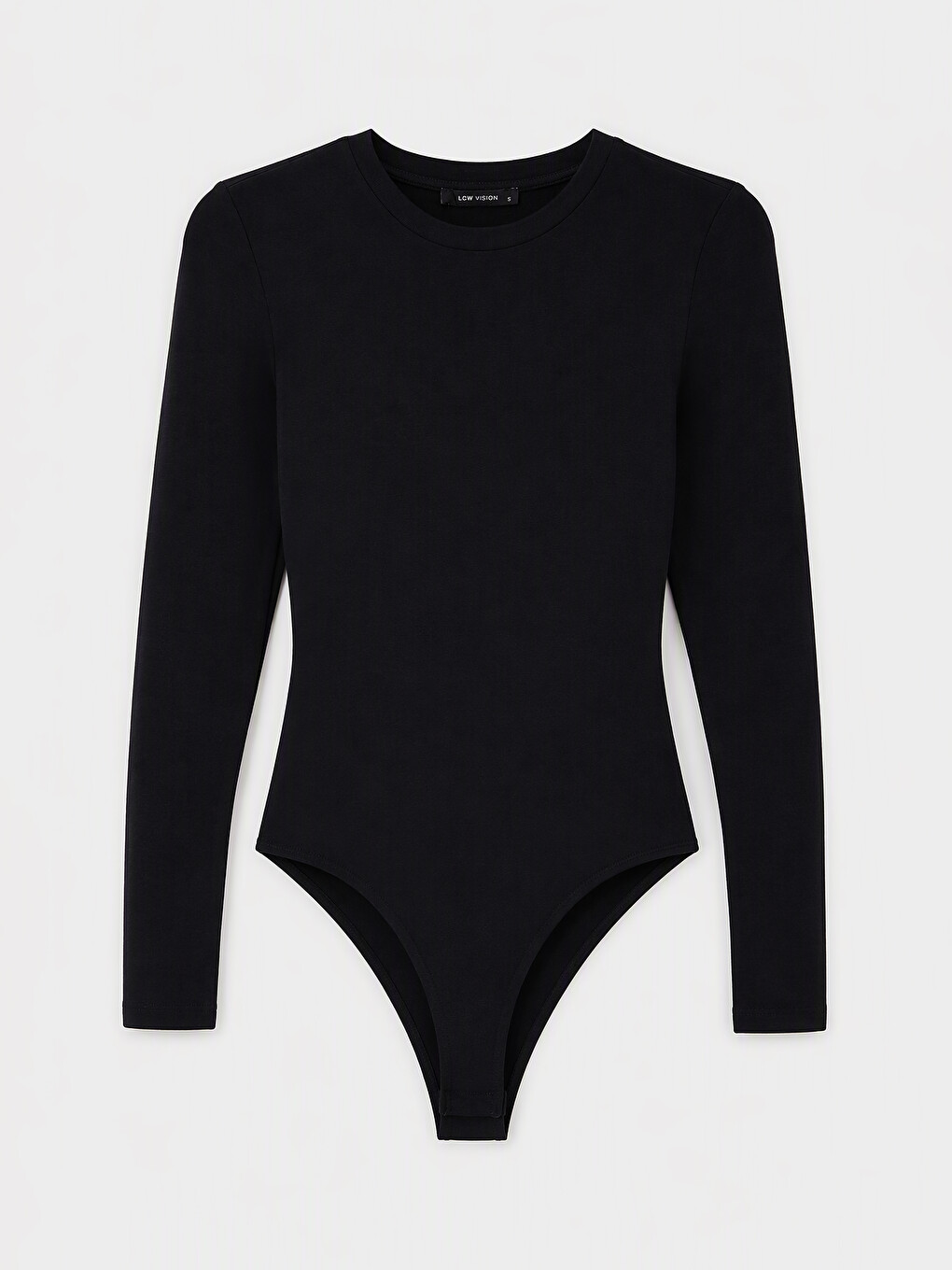 Siyah Bisiklet Yaka Kadın Bodysuit-4