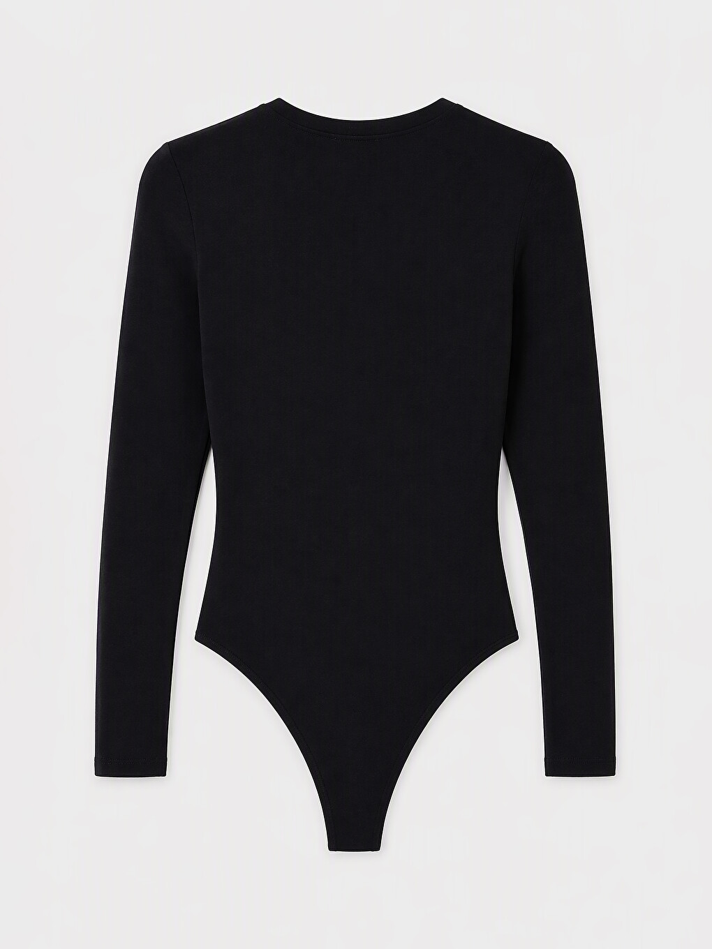 Siyah Bisiklet Yaka Kadın Bodysuit-5