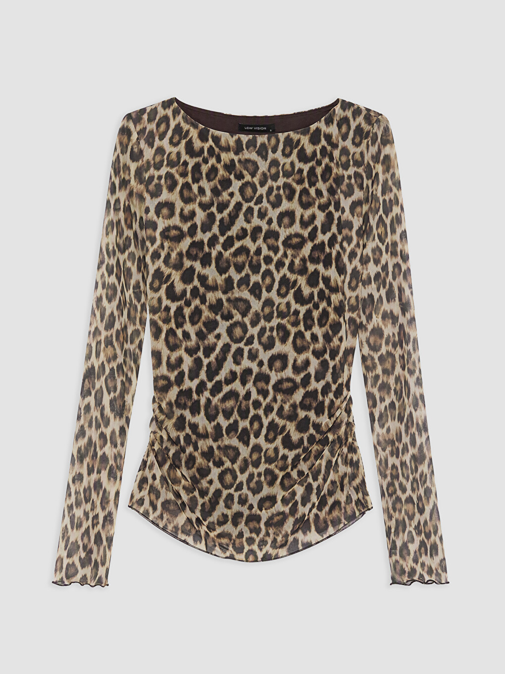 Leopard Print Ruched Tulle Blouse-4