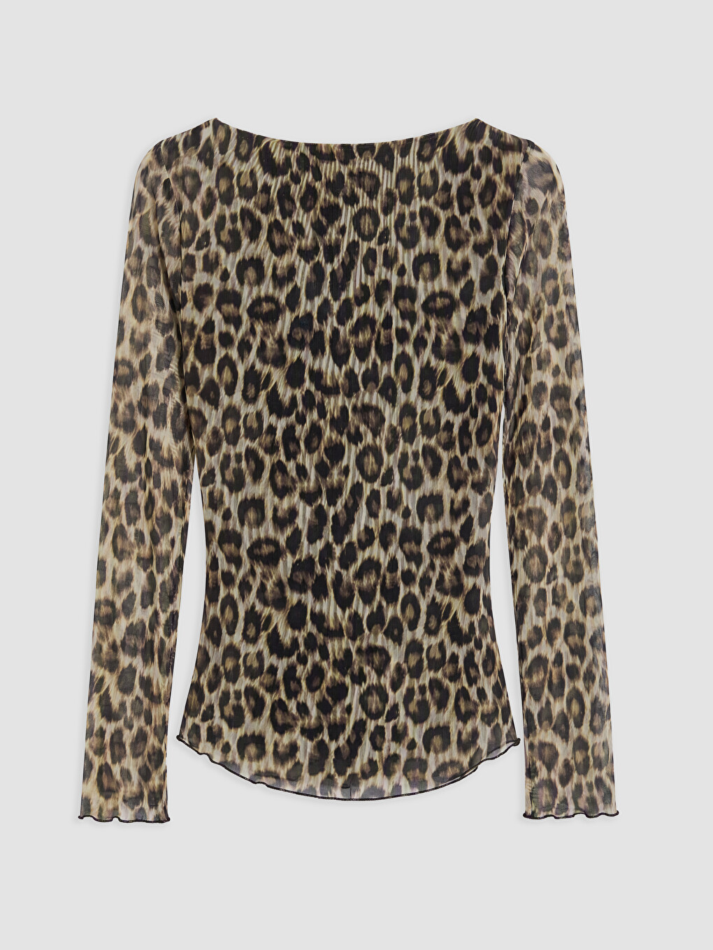 Leopard Print Ruched Tulle Blouse-5