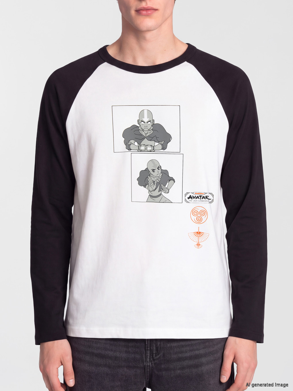 Ekru Bisiklet Yaka Avatar Baskılı Sweatshirt-2