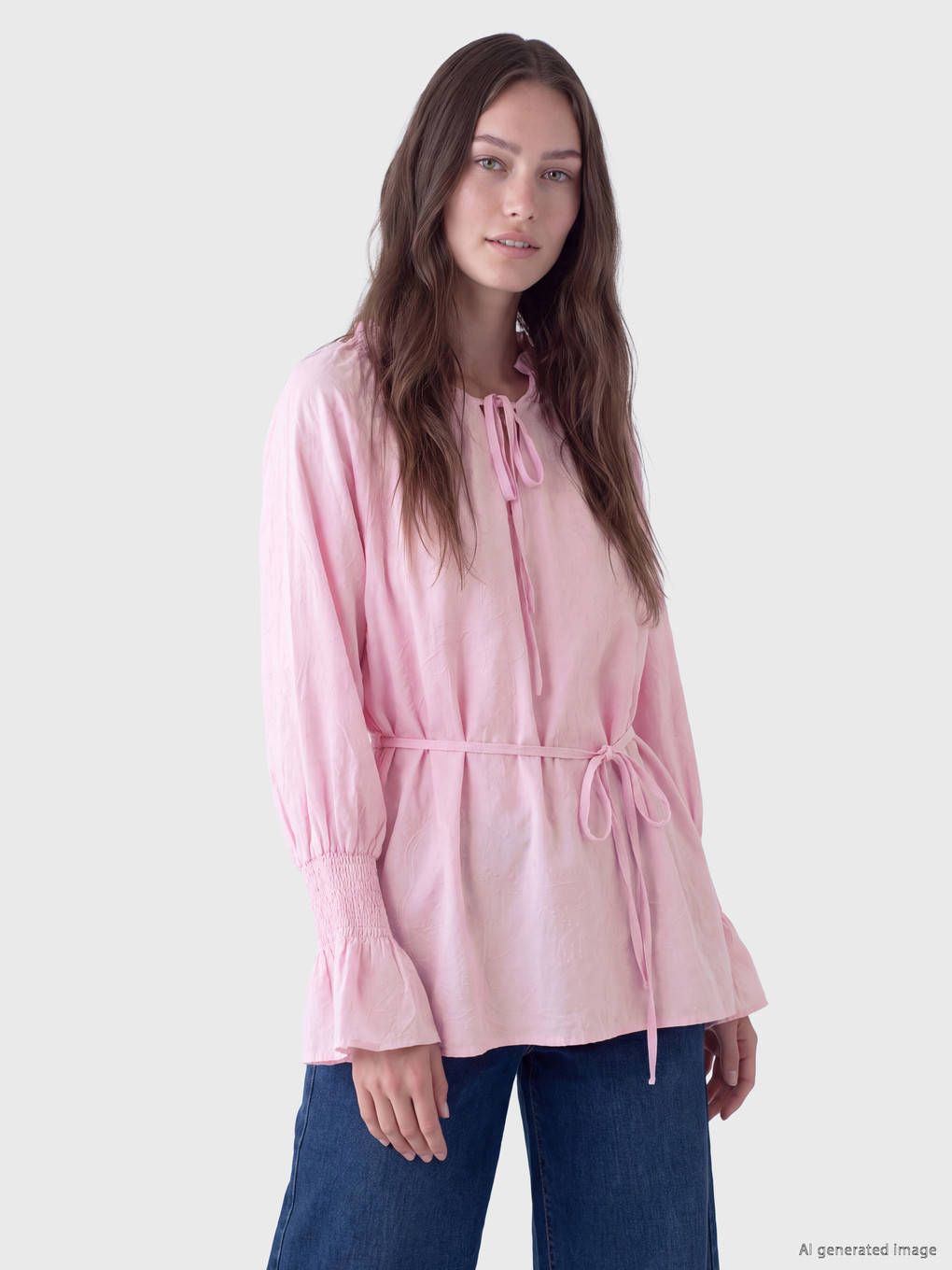 Patterned Sashed Women's Smocked Tunic