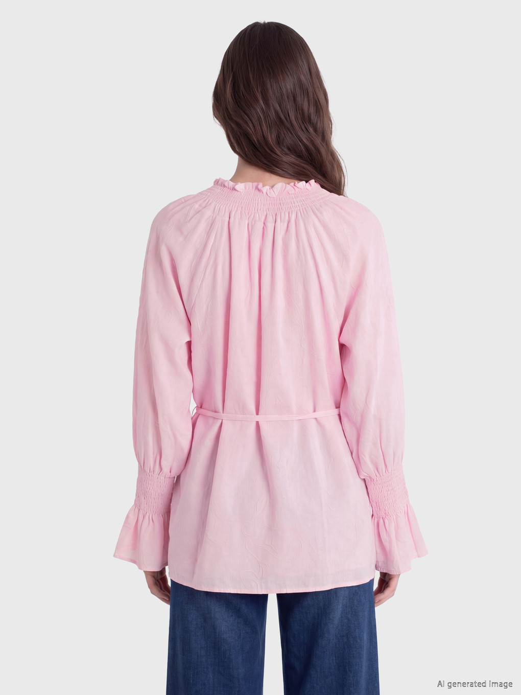 Patterned Sashed Women's Smocked Tunic-3