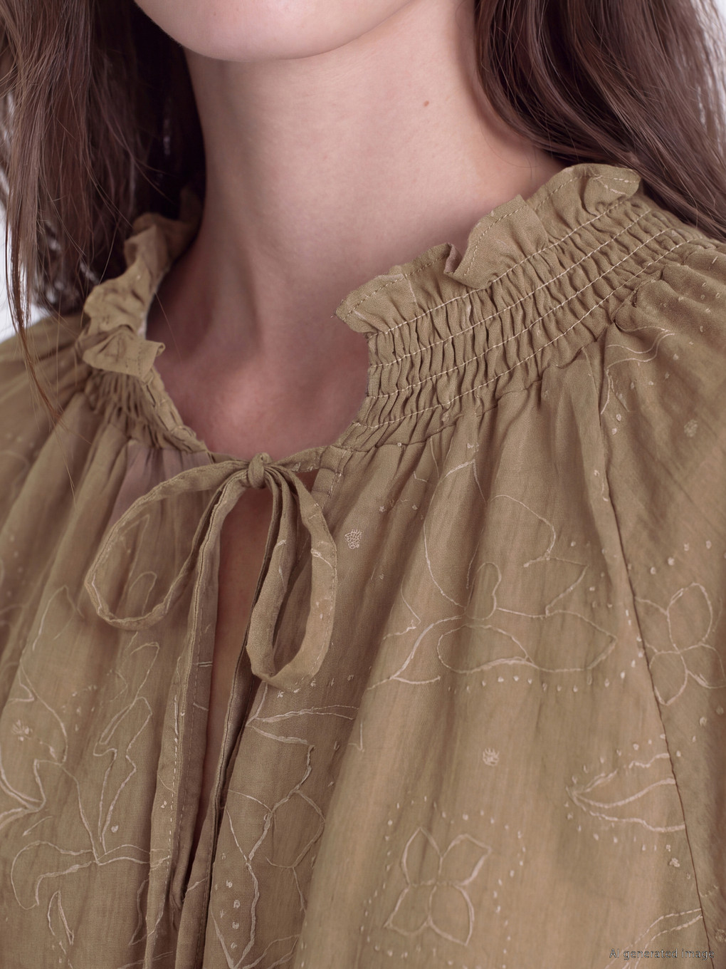 Patterned Sashed Women's Smocked Tunic-2
