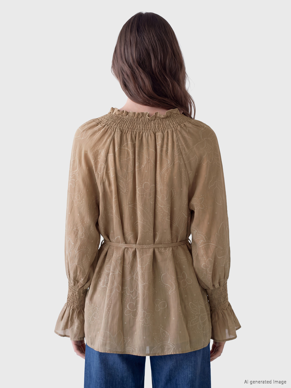 Patterned Sashed Women's Smocked Tunic-3