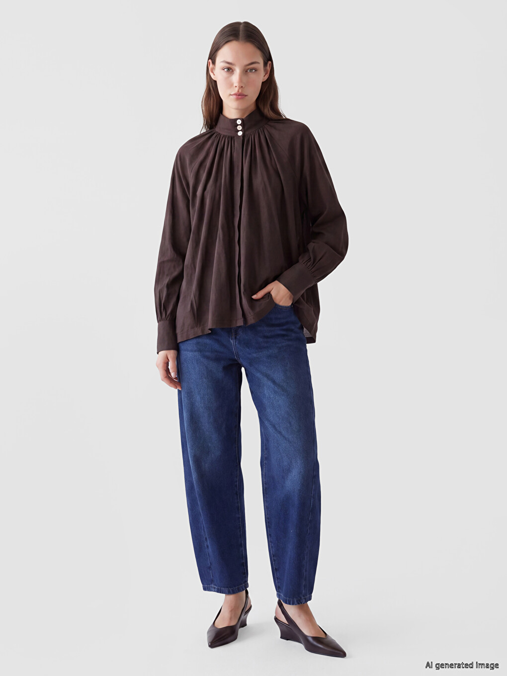 Tunică Cămașă Din 100% Bumbac Cu Guler De Cămașă Pentru Femei-1