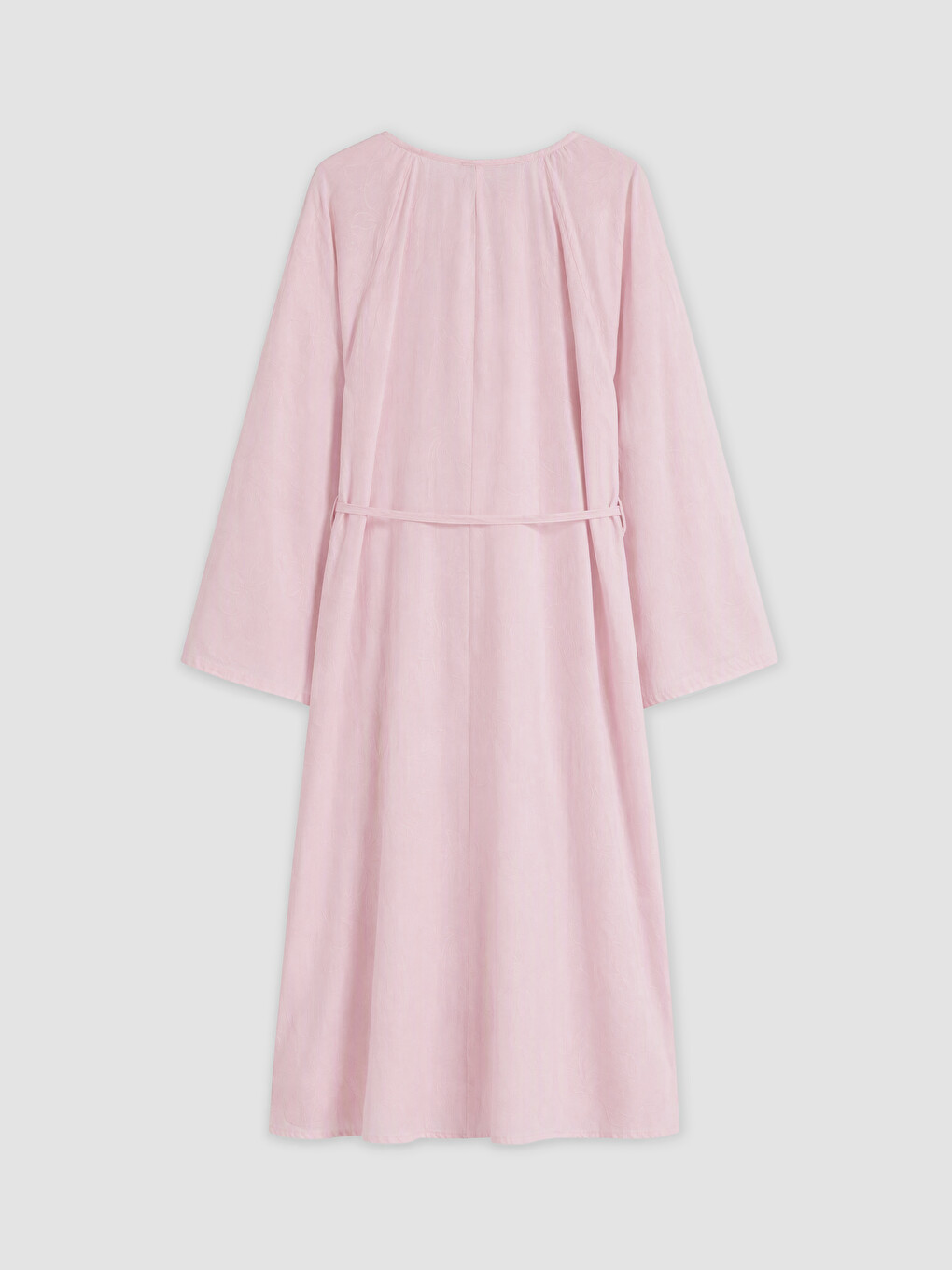 Pembe Bağlamalı Yaka Nakışlı Elbise-2