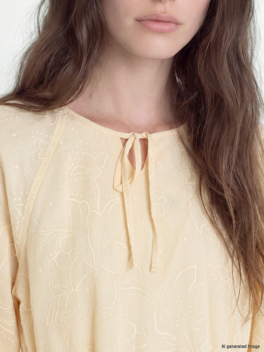 Tie Neck Embroidered Dress-2