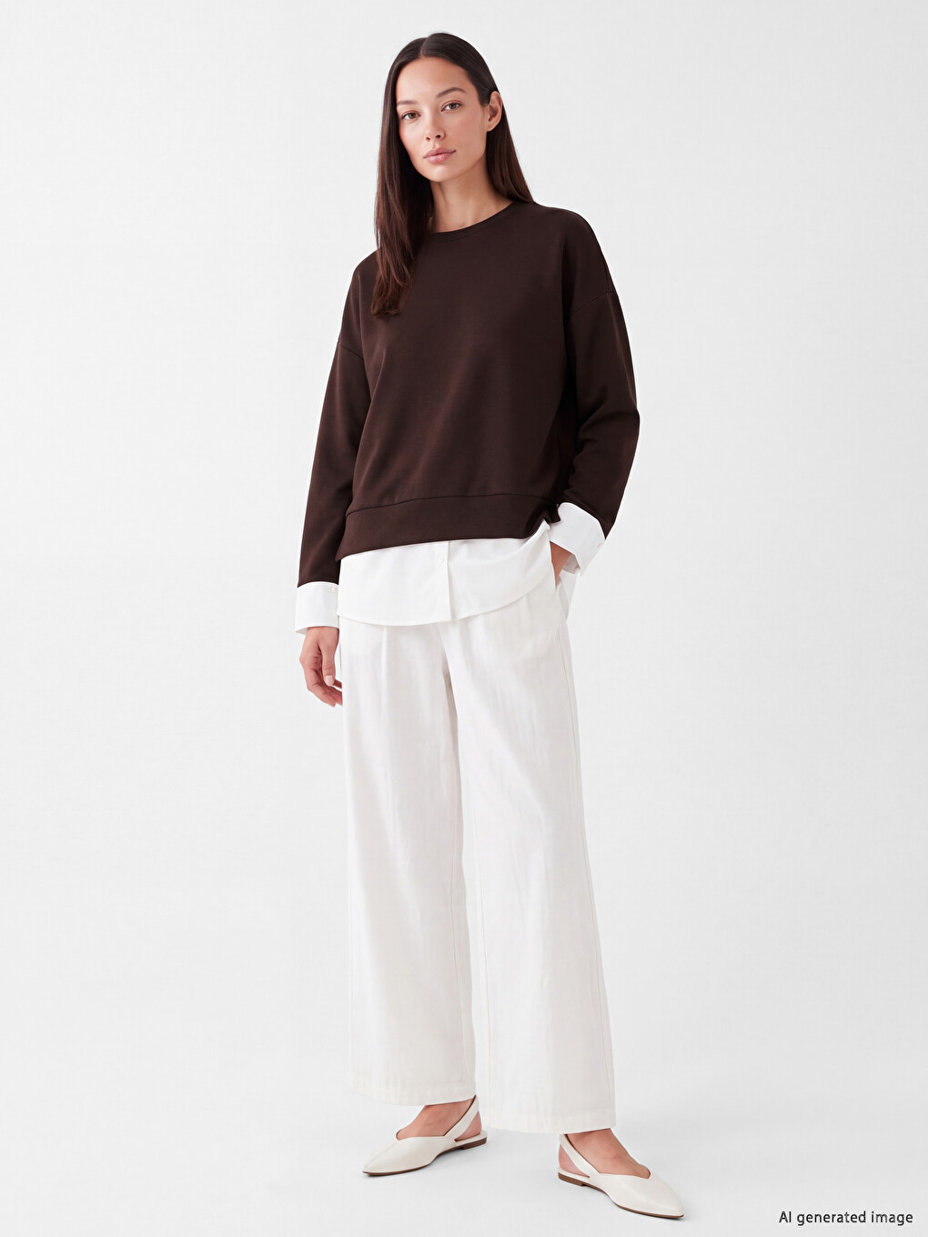 Woman Brown Sweatshirt