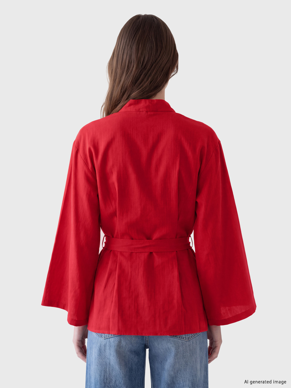 Grandad Collar Sashed Women's Shirt Tunic-3