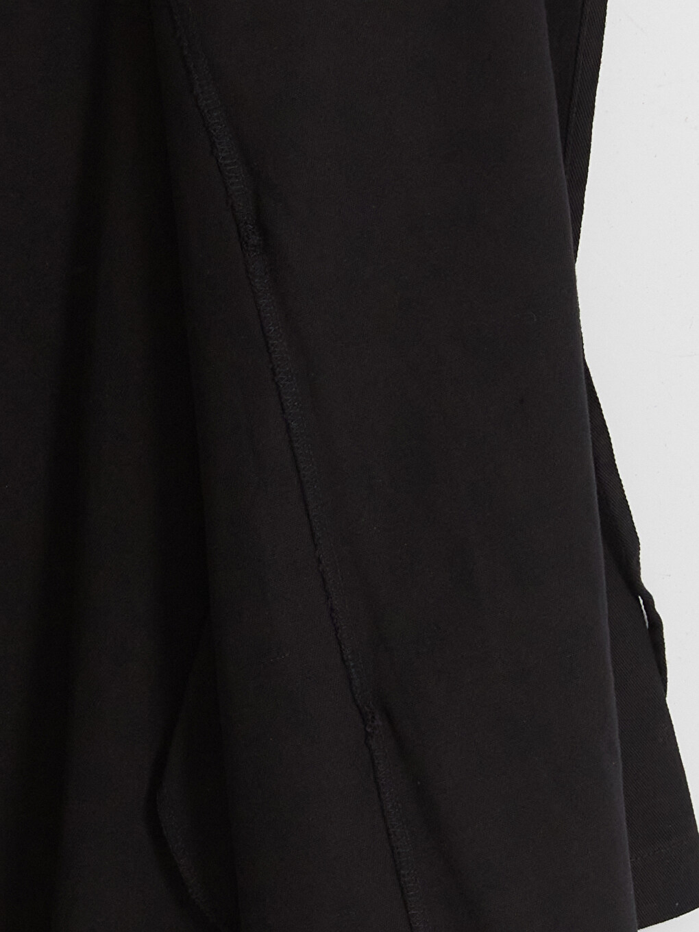 Siyah Kruvaze Yaka Bağcıklı Kadın Kimono-1