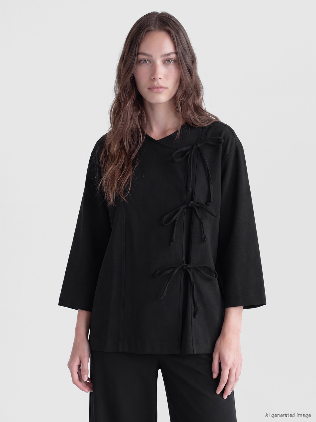 Ženski Kimono S Dvorednim Ovratnikom Na Vezanje