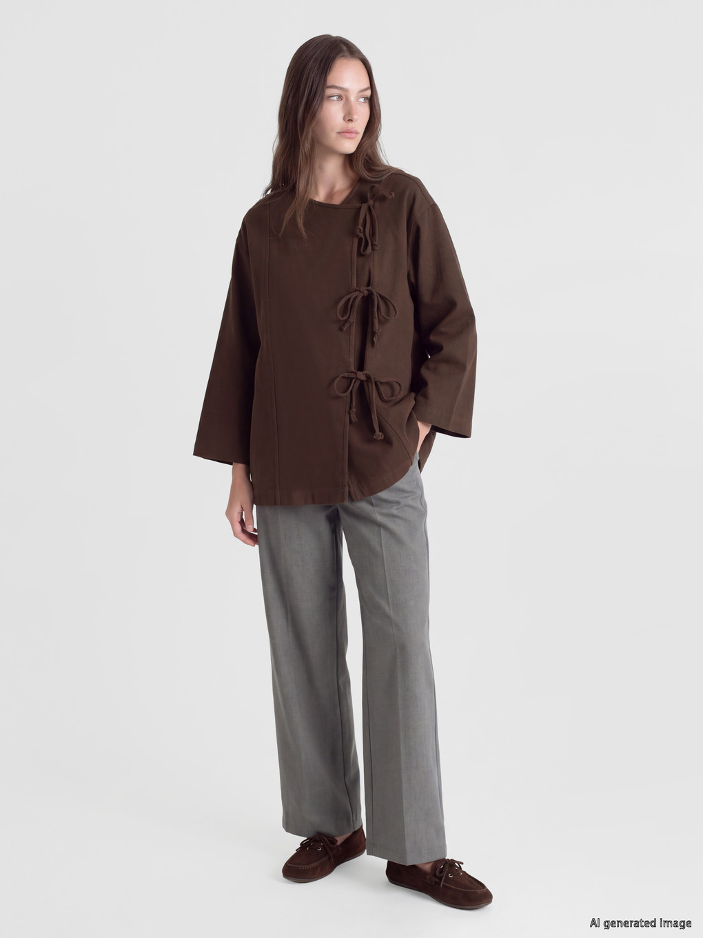 Double Breasted Collar Women's Kimono-1