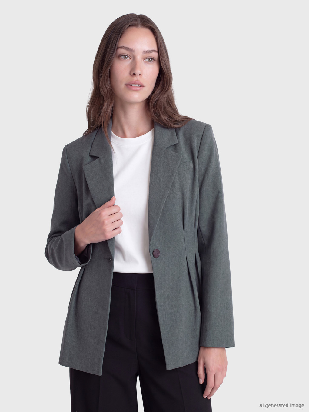Antrasit Kadın Pileli Blazer Ceket