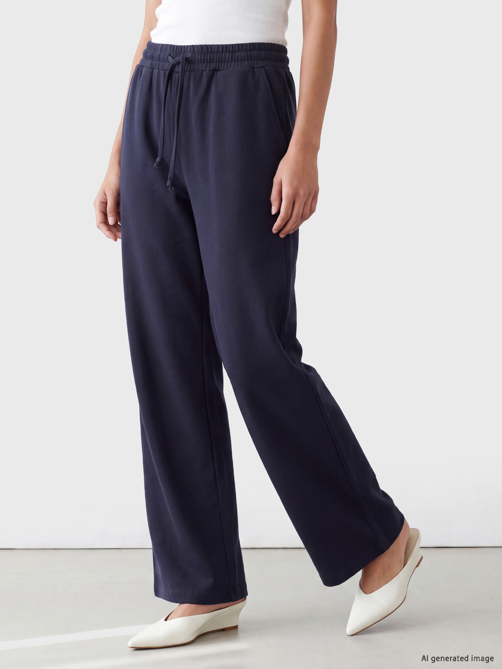 Elastic Waist %100 Cotton Women's Trousers-1