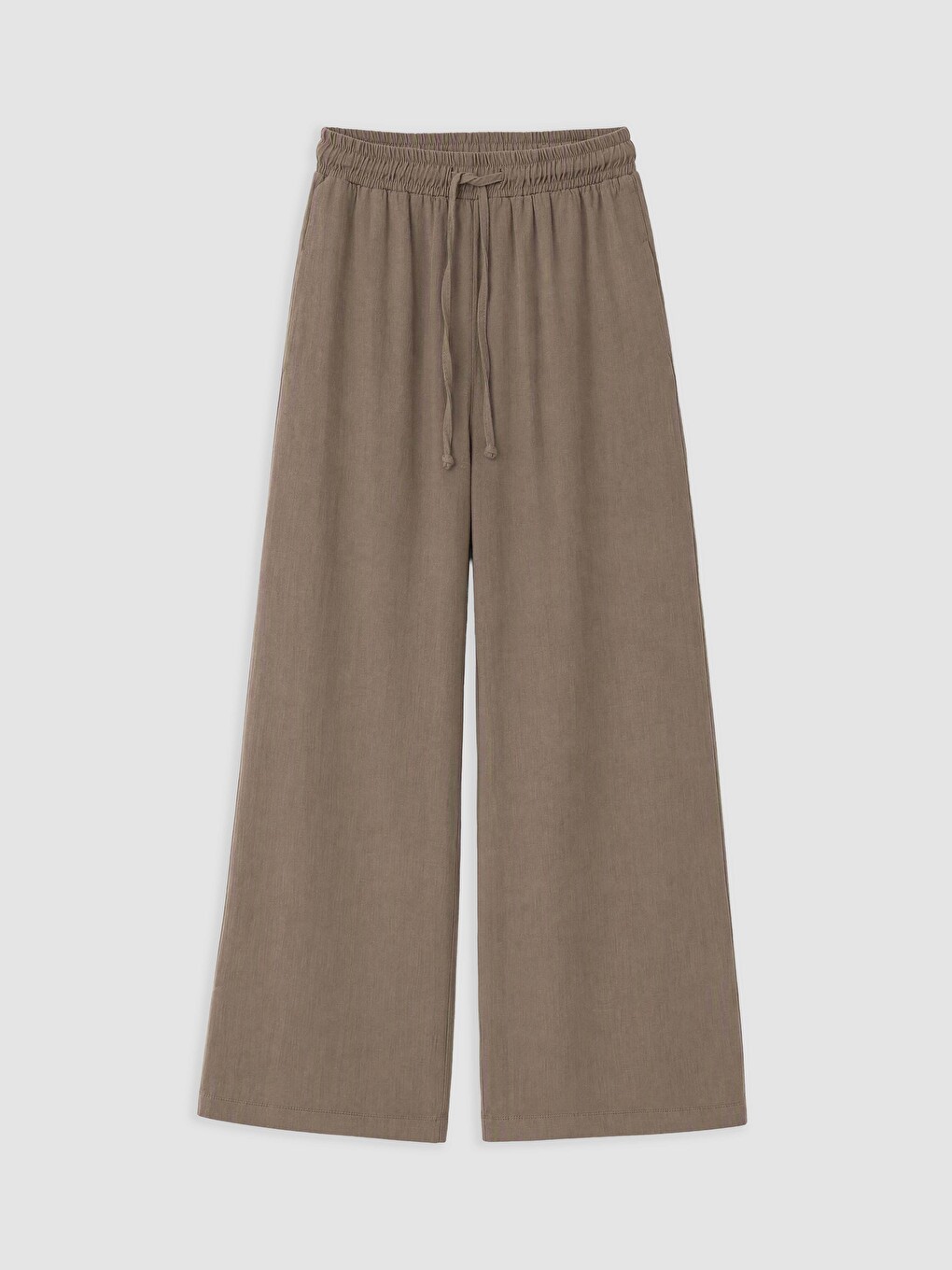 Haki Beli Lastikli Kadın Geniş Paça Pantolon