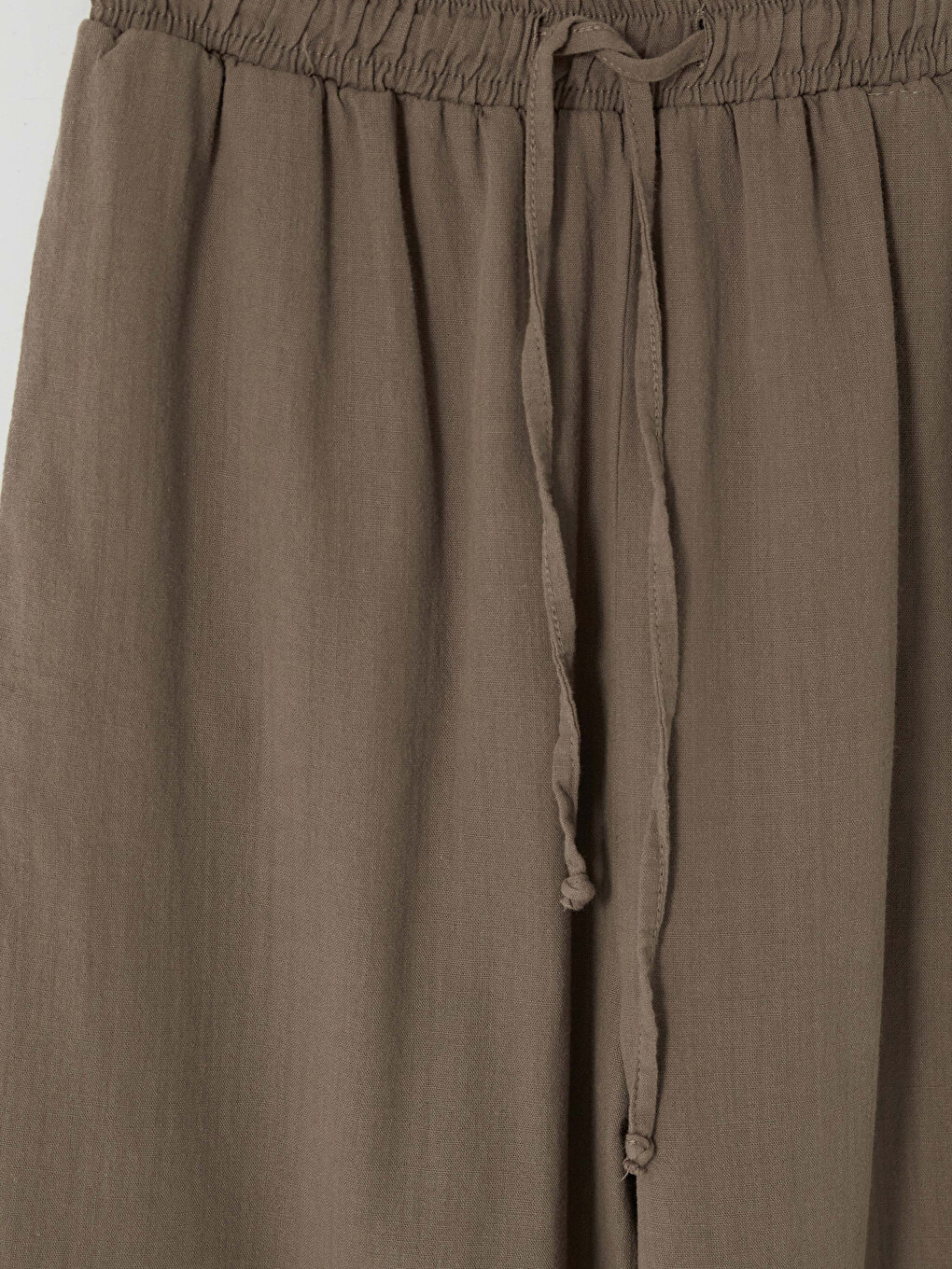 Haki Beli Lastikli Kadın Geniş Paça Pantolon-2