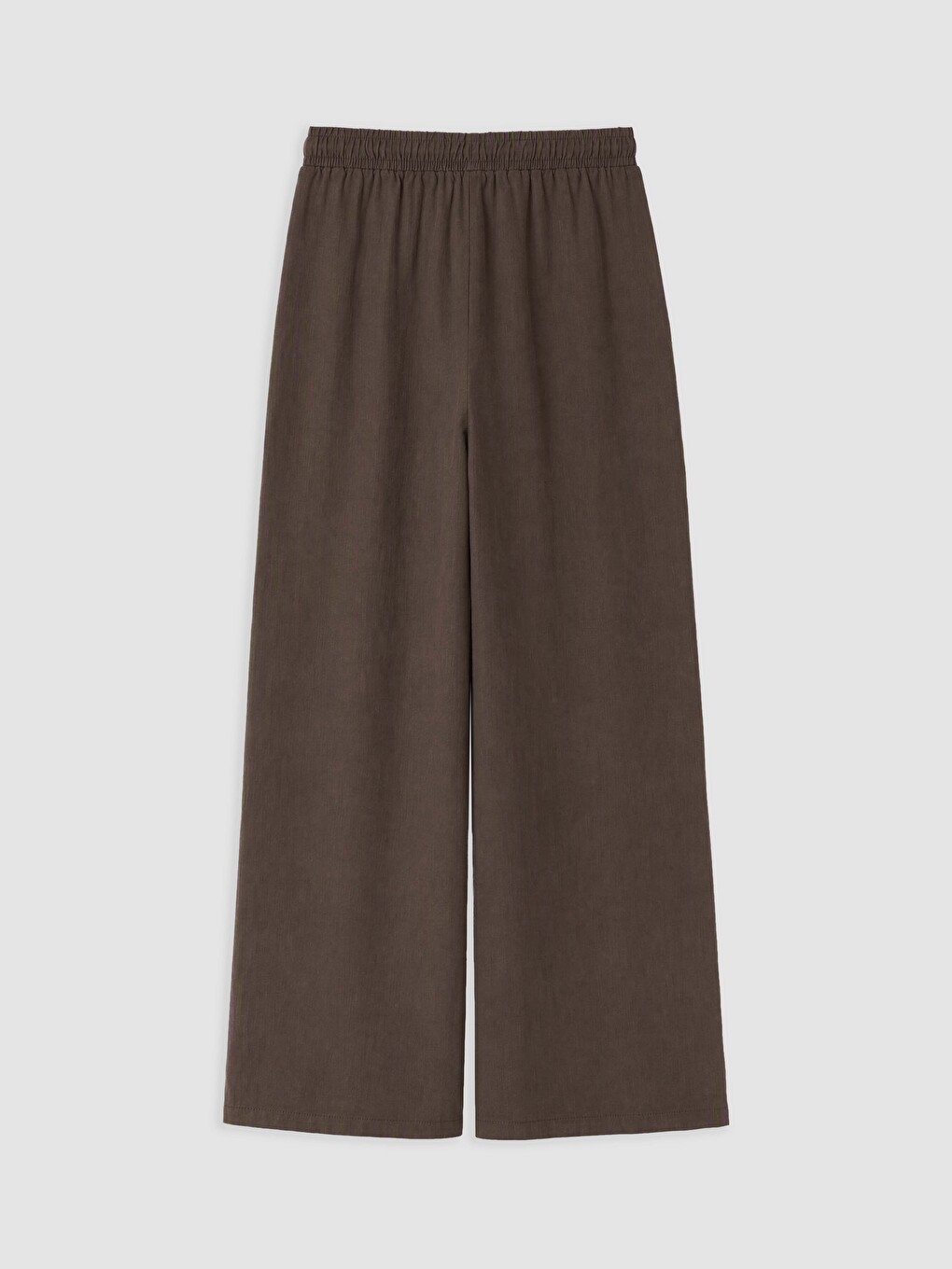 Kahverengi Beli Lastikli Kadın Geniş Paça Pantolon-1