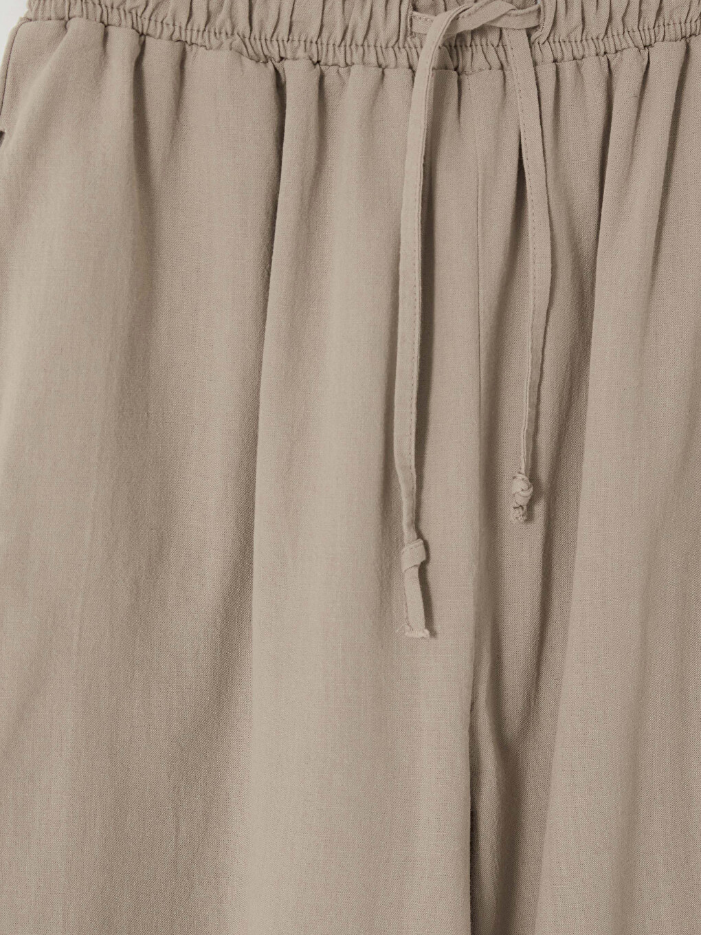 Kahverengi Beli Lastikli Kadın Geniş Paça Pantolon-2