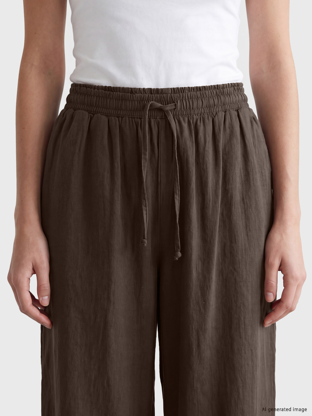 Elastic Waist Women's Wide Leg Trousers-2