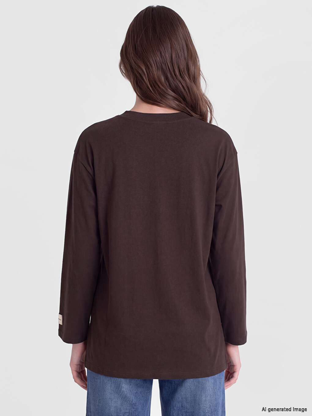 Kahverengi Bisiklet Yaka Kadın Sweatshirt Tunik-3