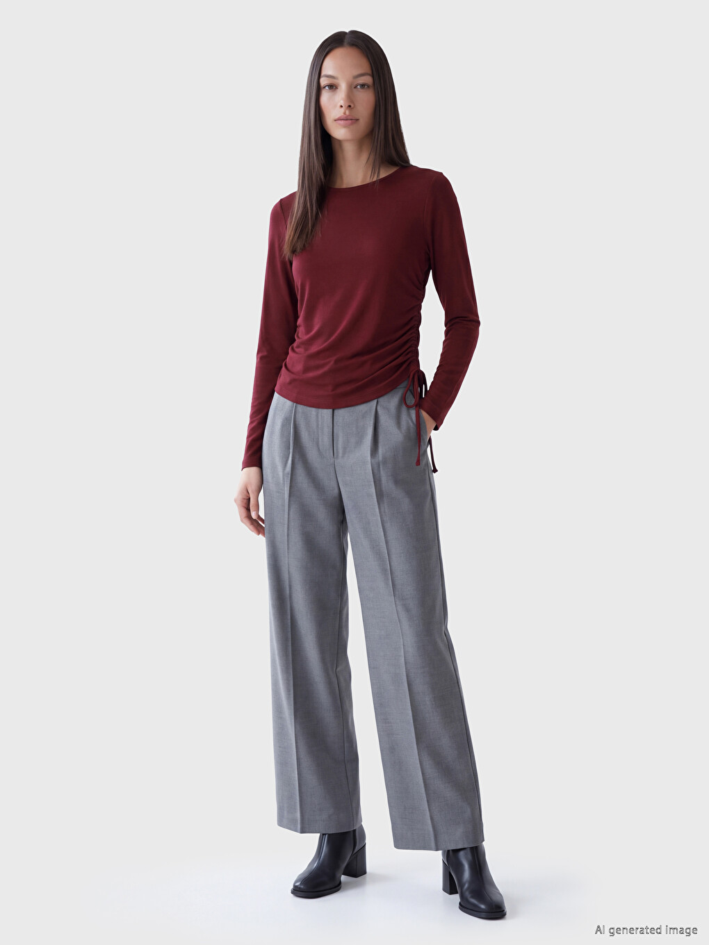 Bluza Asimetričnog Kroja Sa Naborima Za Žene-1