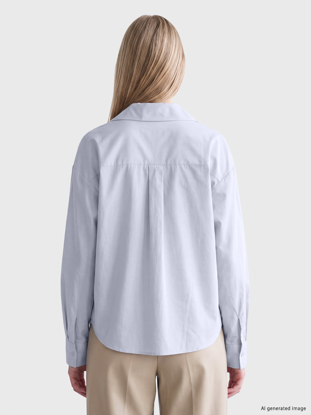 Mavi Oversize Poplin Kadın Gömlek-4