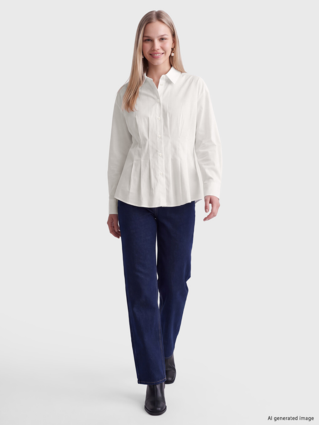 %100 Cotton Pleated Women's Shirt-1