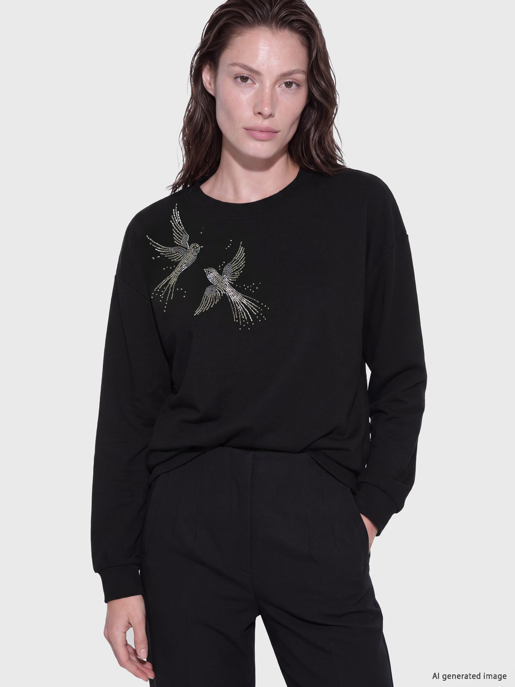 Soft Touch Oversize Rhinestone Women's Sweatshirt