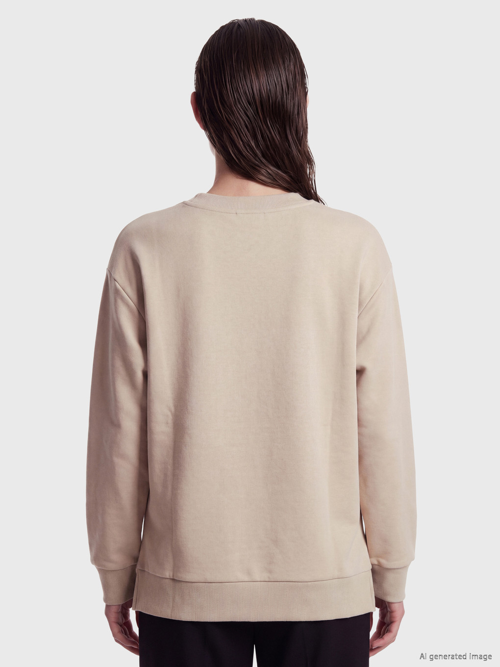 Bej Leoparlı Yıldız Baskılı Kadın Kalın Sweatshirt-3