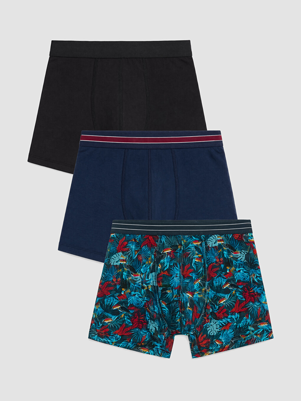 Karışık Pamuklu Esnek Erkek Boxer 3'lü Paket