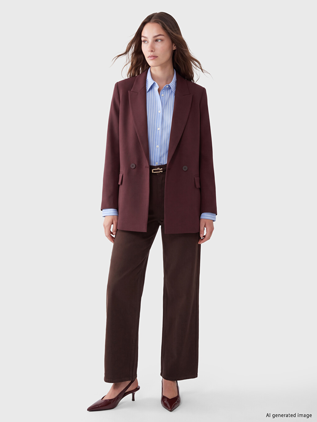Bordo Kruvaze Yaka Kadın Blazer Ceket-1