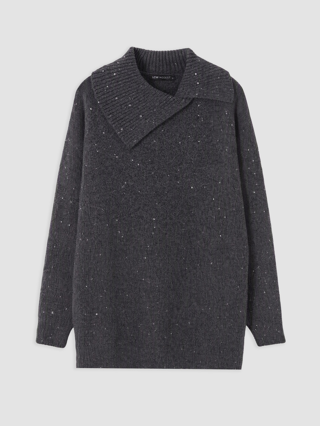 Asymmetric Mock Neck Women's Knitwear Tunic