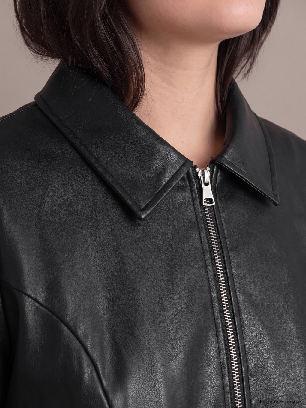 Plus Size Women's Faux Leather Jacket-1