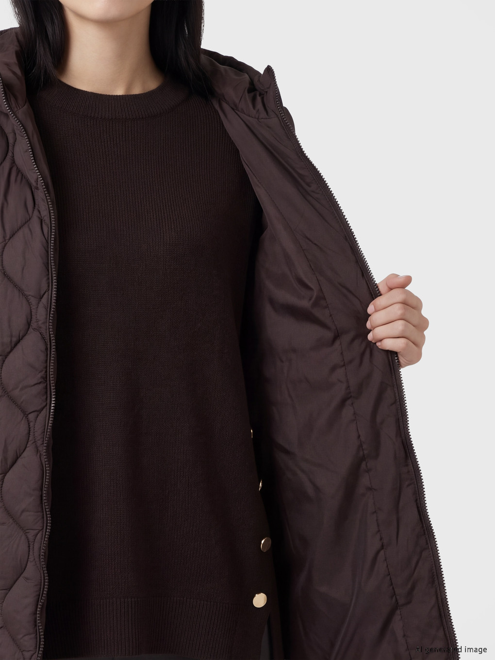 جيليه نساء منتفخ مبطّن بقبّ مع كابيشون-4