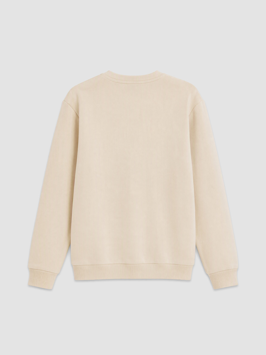 Bej Bisiklet Yaka Erkek Sweatshirt-1