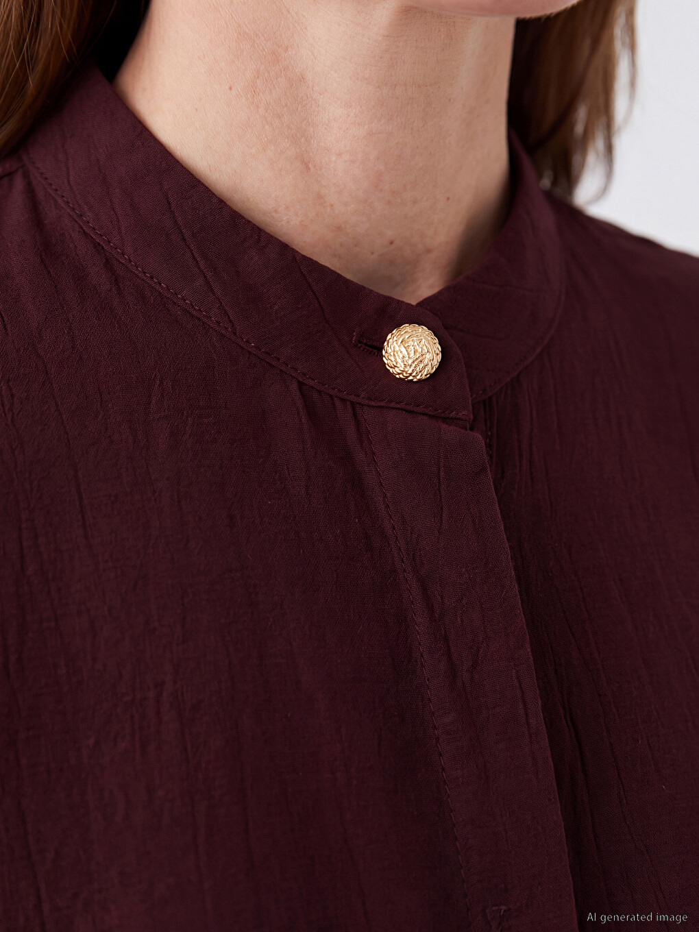 Grandad Collar Women's Shirt Tunic-2