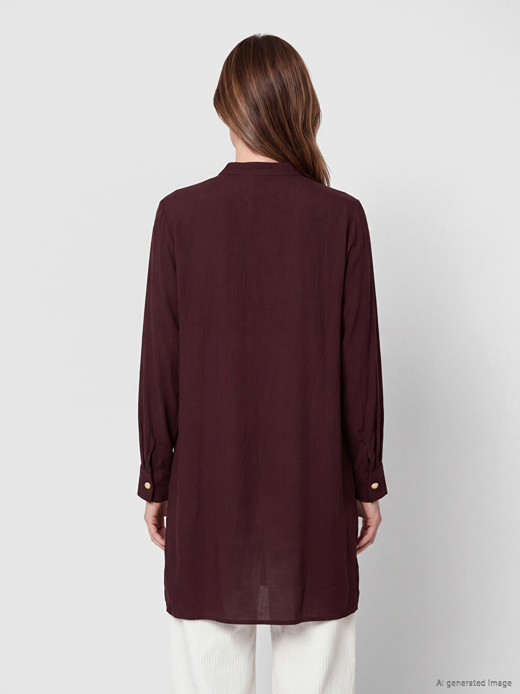 Grandad Collar Women's Shirt Tunic-3