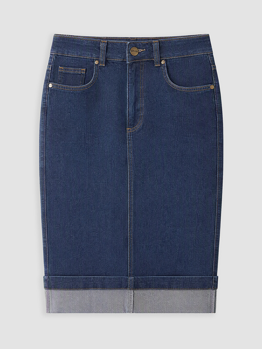 İndigo Fermuarlı Mini Jean Etek-2
