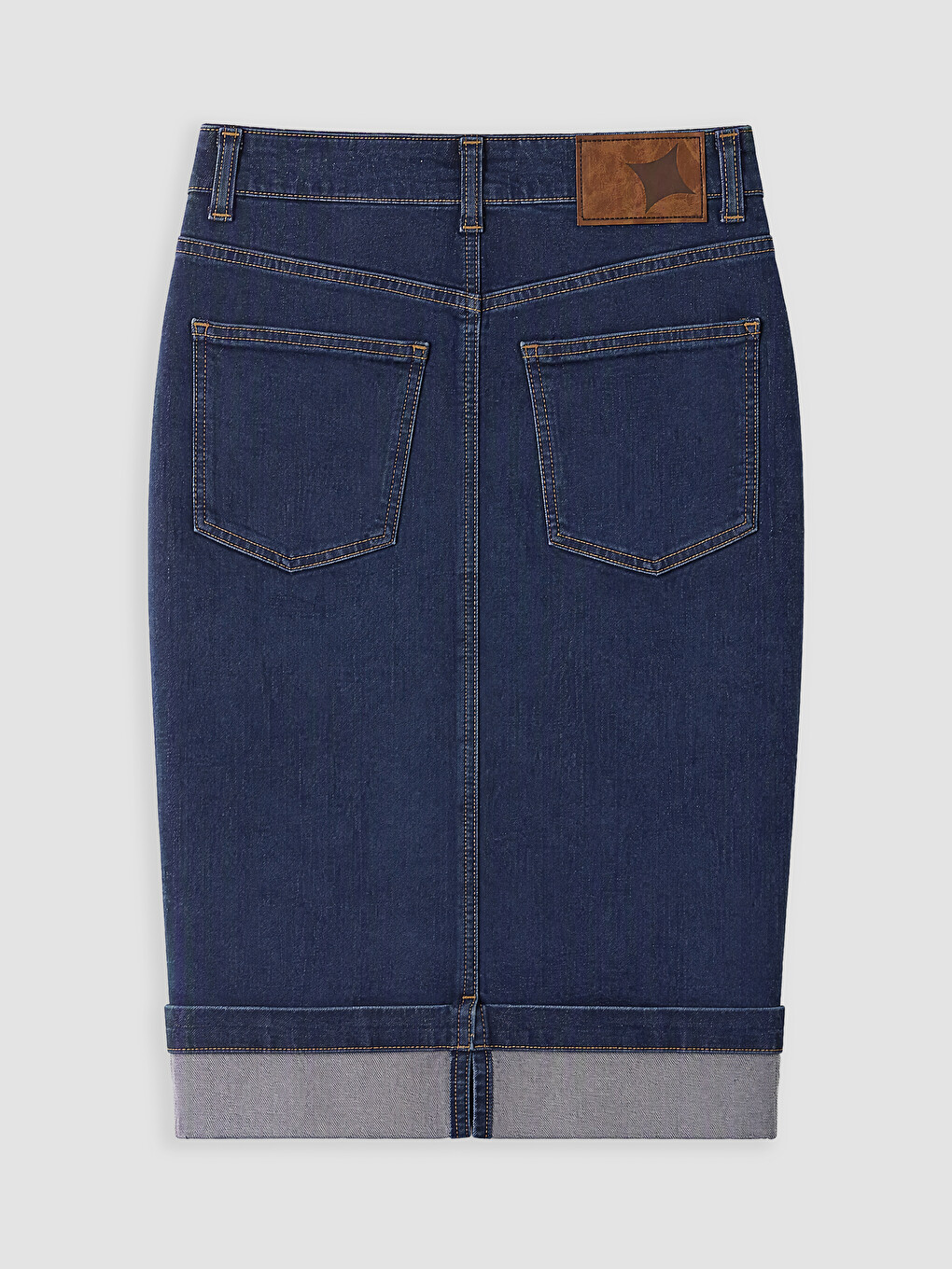 İndigo Fermuarlı Mini Jean Etek-4