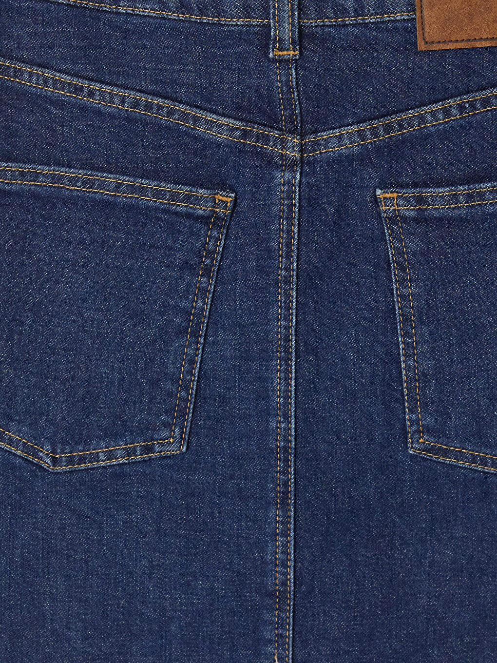 İndigo Fermuarlı Mini Jean Etek-5
