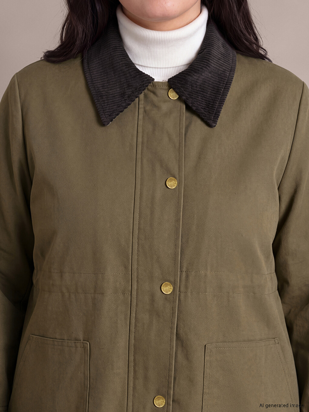 Plus Size Velvet Collar Women's Coat-1