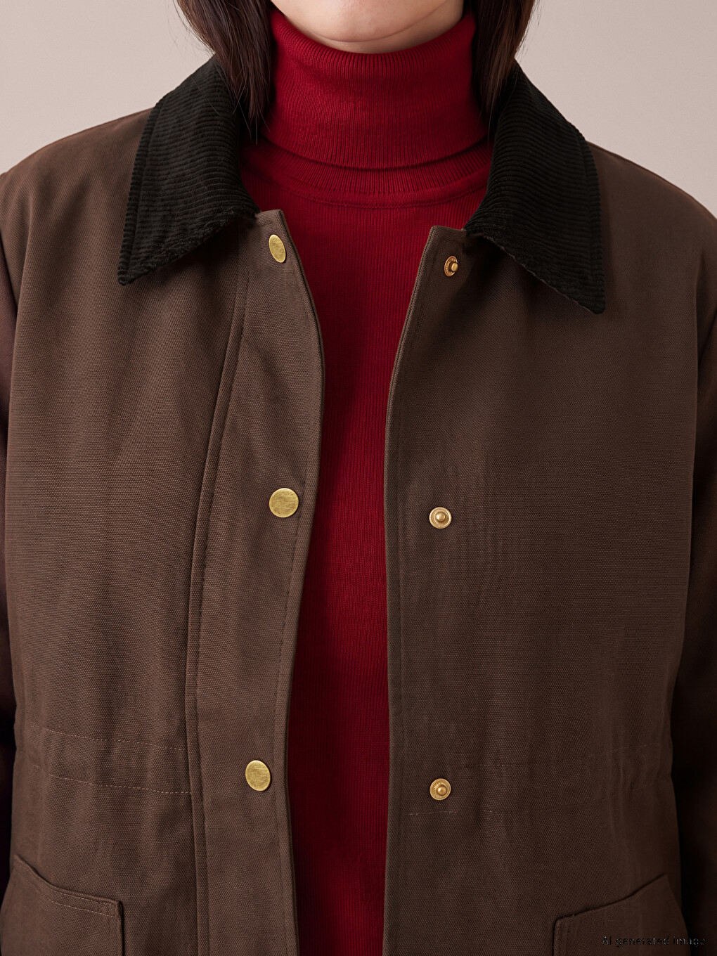 Plus Size Velvet Collar Women's Coat-1
