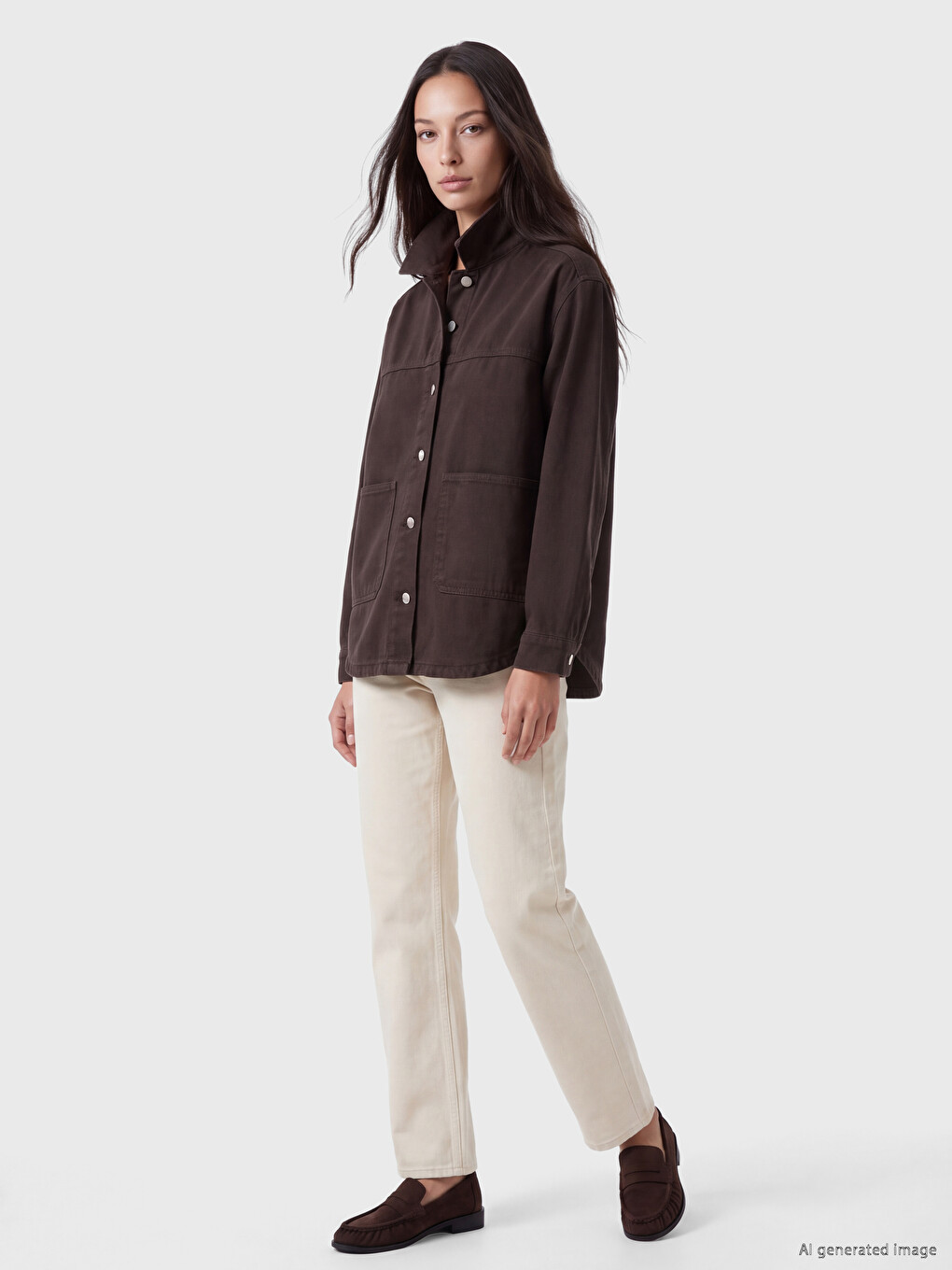 Shirt Collar Women's Jean Jacket-1