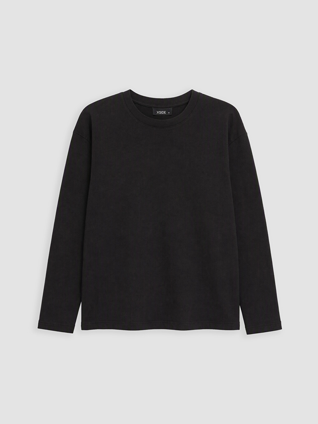 Siyah Bisiklet Yaka Erkek Sweatshirt